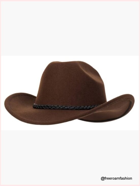 Western Cowboy Hat Unisex Roll Up Fedora with Belt Trim S-M